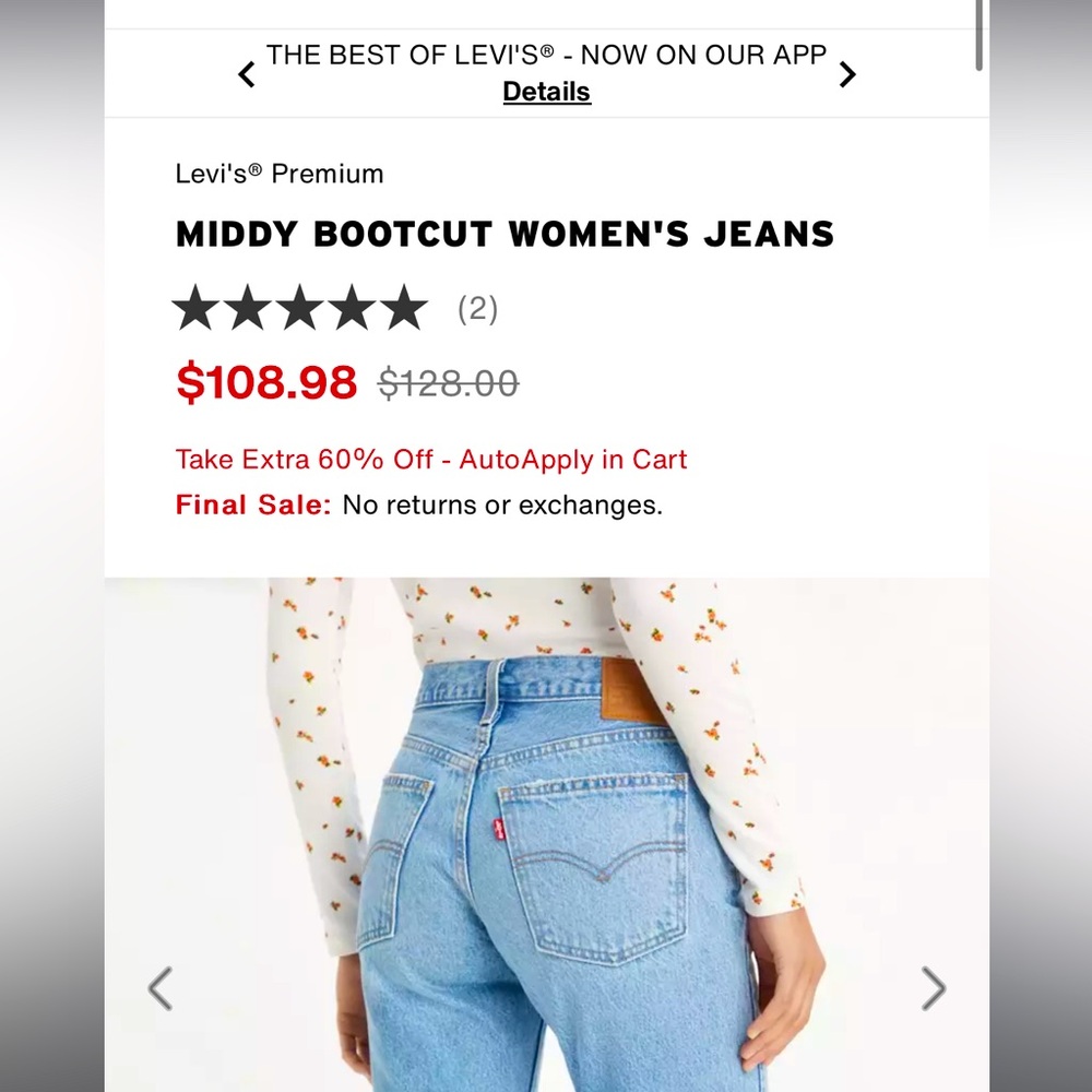 Levi’s Middy Ankle bootcut jeans